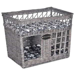 vidaXL Cat House Gray Willow Small Lightweight Cat House Square