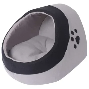 vidaXL Cat Bed Grey and Black Polyester Fleece Medium Portable Cat Bed