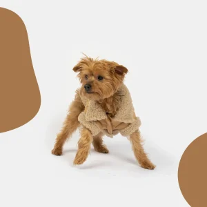 Millie Dog Jacket Vegan Suede with Sherpa Trim & Poop Bag Dispenser